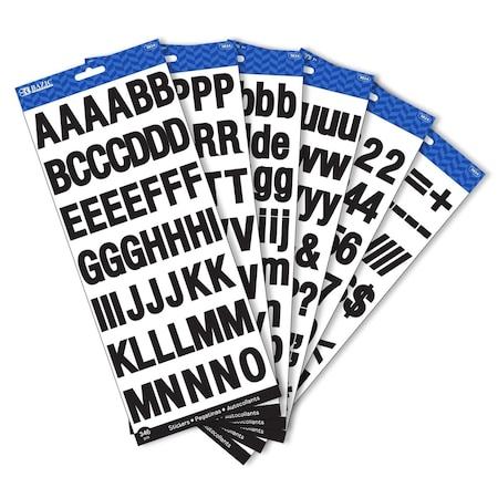 Bazic Products 1 in. Black Color Alphabet Stickers; 6 Sheets - Case of 24 3824